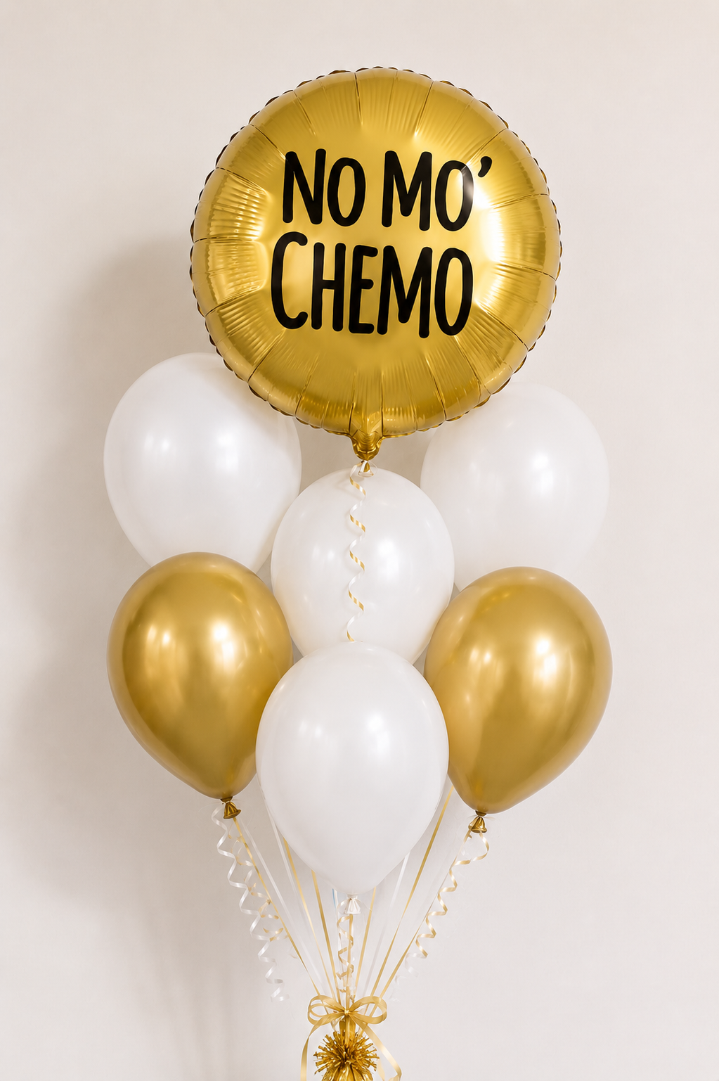 No Mo Chemo Balloon Bouquet | Cancer Recovery Celebration Balloons | Personalized Survivor Gift