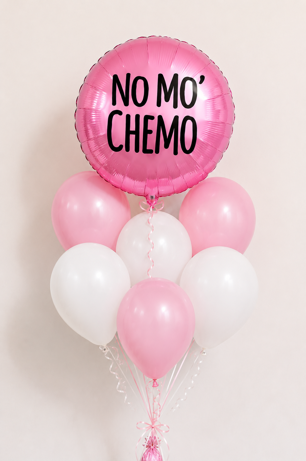 No Mo Chemo Balloon Bouquet | Cancer Recovery Celebration Balloons | Personalized Survivor Gift