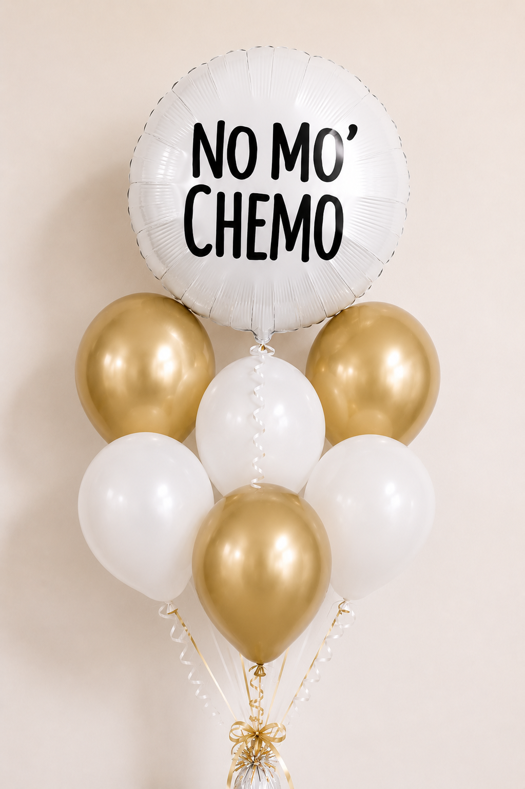 No Mo Chemo Balloon Bouquet | Cancer Recovery Celebration Balloons | Personalized Survivor Gift