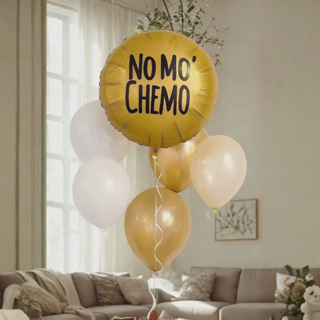No Mo Chemo Balloon Bouquet | Cancer Recovery Celebration Balloons | Personalized Survivor Gift